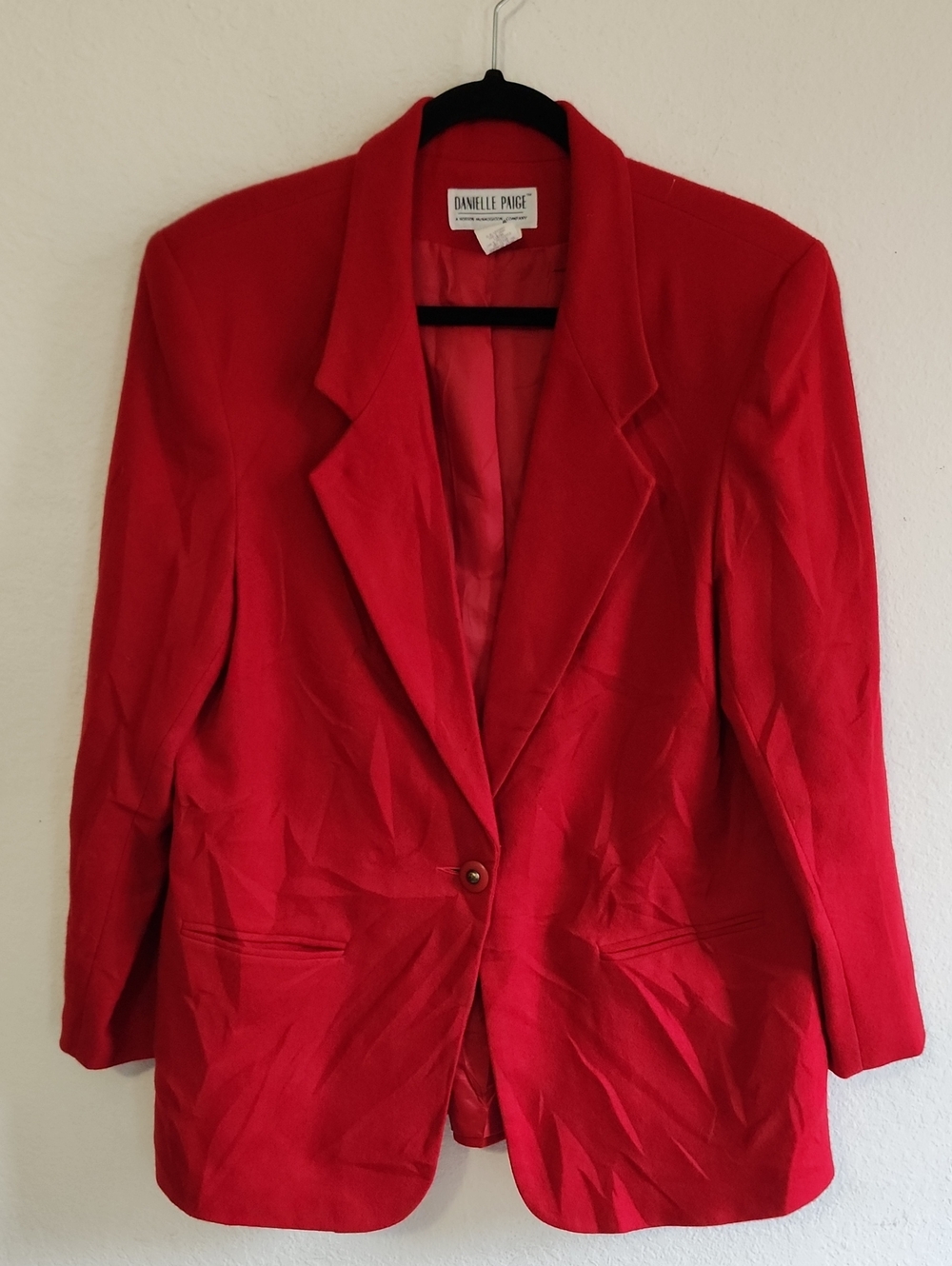 Vintage Pure New Wool Tomato Red Blazer Jacket Size 12  Chic Academia Festive